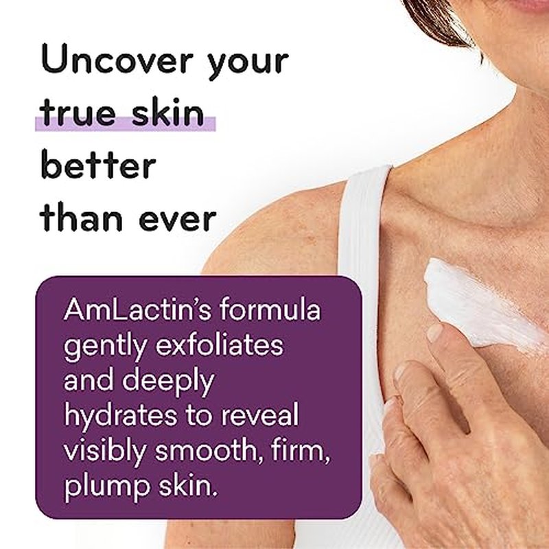 AmLactin Crepe Firming Cream - 12 oz Body Cream with 15% Lactic Acid - Exfoliator and Moisturizer & Intensive Healing Body Lotion for Dry Skin ? 14.1 oz Pump Bottle ? 2-in-1 Exfoliator