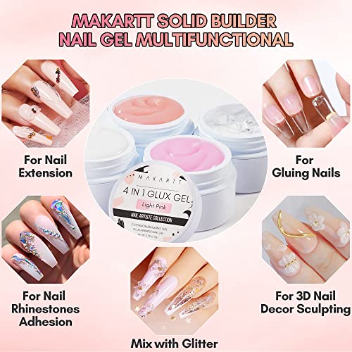 Makartt 3d Gel Nail Art Kit: All in One 3D Sculpting Builder DIY Kit Non-Stick-Hand Solid Gels UV LED Soak Off Gel Polish Painted Carving Molding Hard Gels Rhinestones Chrome Nail Art Salon Home