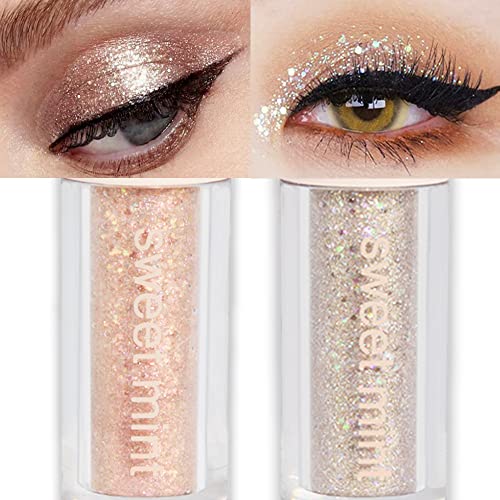 SUAKE Liquid Sparkling Glitter Eye Shadow Sticks ? Crystal Silver Golden Eyeshadow, Eyeliner, Eyelid Shimmer Highlight Makeup, sombra de para ojos,Waterproof Quick-Drying