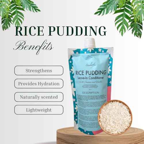 Ecoslay Rice Pudding Leave-In Conditioner for Curly & Dry Damaged Hair - Moisturizer & Detangler, Strengthens Fine Hair, Men & Women, 16oz