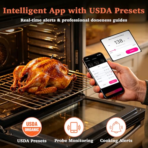 Wireless Bluetooth Meat Thermometer for BBQ Grill & Smoker - Digital Dual Sensors