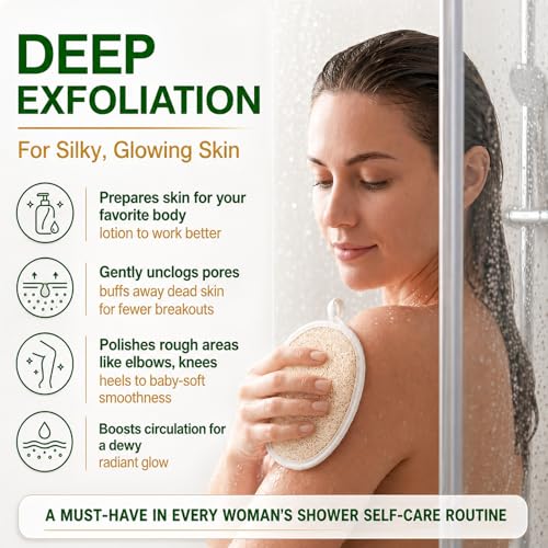 Natural Loofah Exfoliating Body Scrubber Pads - Pack of 24 Dual Sided Shower Sponges