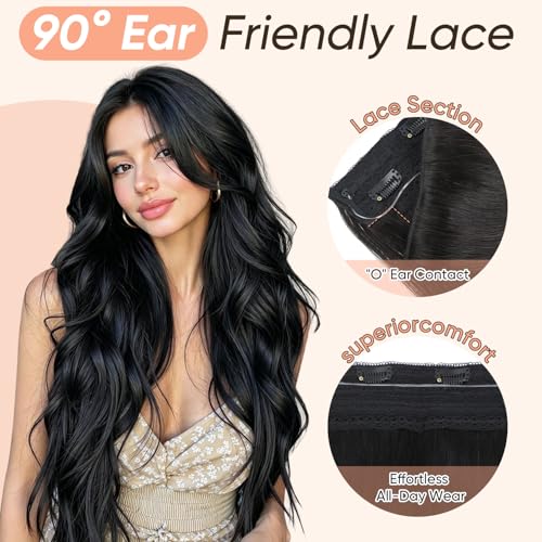 LOUMTE Dark Brown Hair Extensions 20 Inch 105g - Remy Human Hair, Seamless Fish Line, Easy Clip-In - Variation 2#