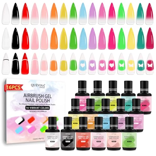 16 Colors Airbrush Gel Nail Polish Set - No Dilution Needed, 15ml x 12 - Variations of THIS listing