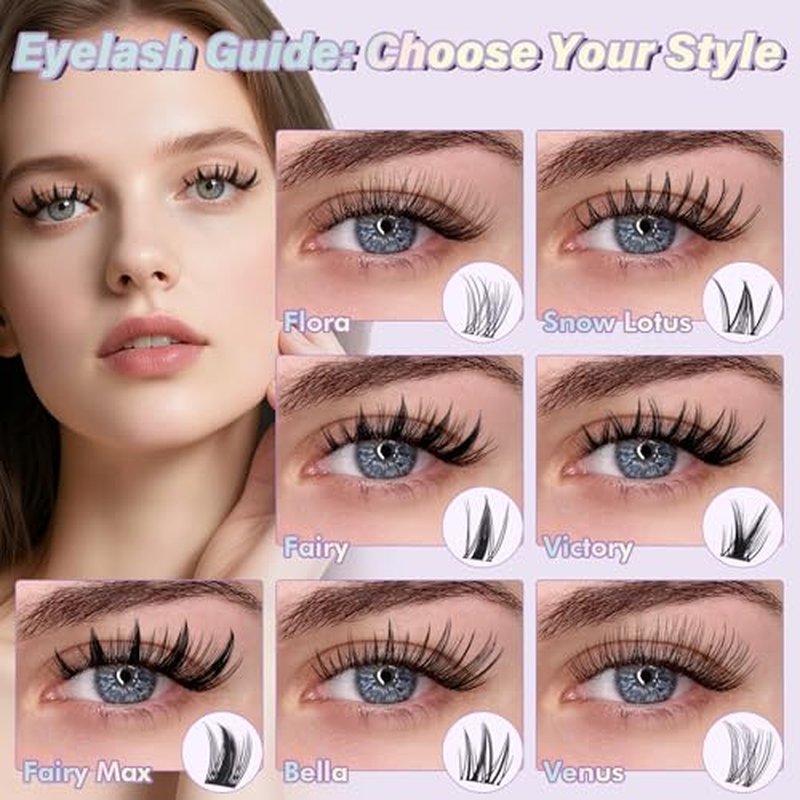 B&Q Fairy Lash Clusters - DIY Lash Extension at Home Beginner-Friendly Manga Lashes, 144pcs Eyelash Clusters with 0.3mm Invisible Band & Waterproof, Salon Look for Daily Work & Parties £¨Fairy 8-18mm£©