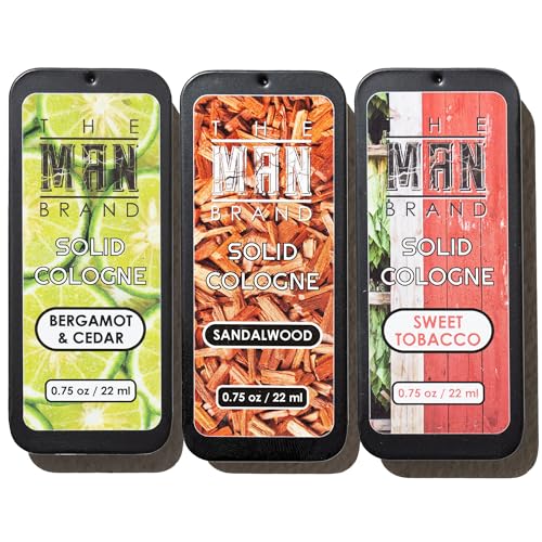 Men's Solid Cologne Sample Pack in Vintage Tin - Tobacco, Citrus & Sandalwood Fragrance Set