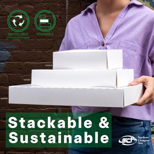 White Bakery Box with Clear Window - 9x9x2.5 Inch, 200 Pack, Food Safe, Easy Assembly
