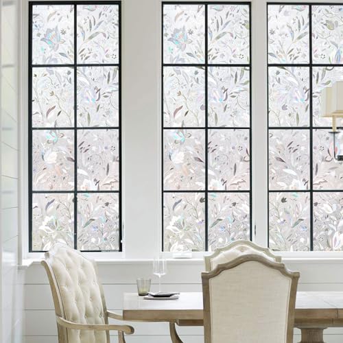 Privacy Window Film - Stained Glass Decorative Frosted Pattern, 45.2 x 157.4 Inches - Clear Variation