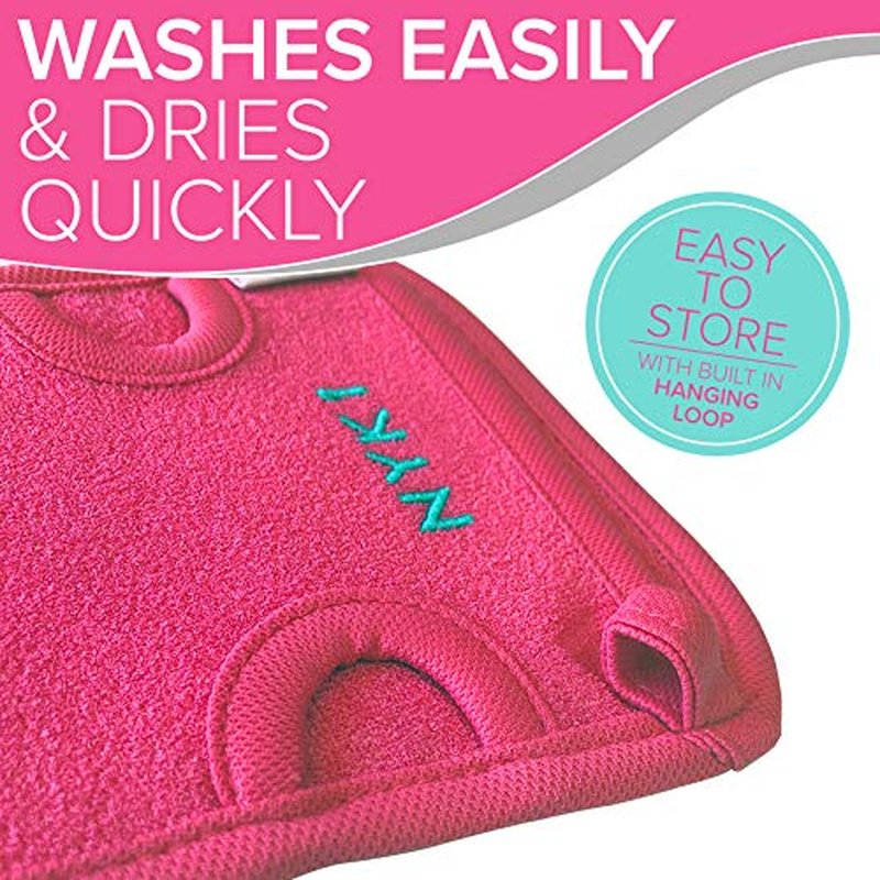 Dead Skin Exfoliating Mitt Deep Pore Cleansing Exfoliating Glove (Pink, Large) at Home Microdermabrasion Dead Skin Remover for Body - Natural Plant Fibre Shower Gloves Exfoliating for Women and Men