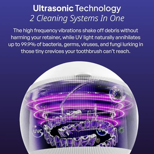 Ultrasonic Retainer Cleaner with UV Disinfection - Deep Clean & Sanitize in 5 Minutes