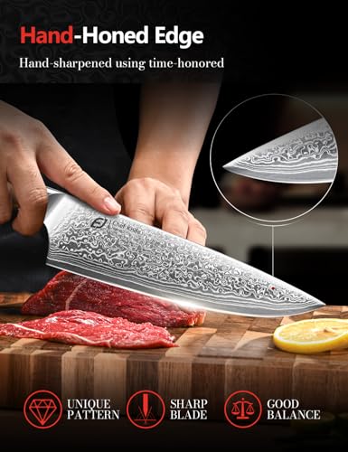 Emojoy 3-Piece Japanese Damascus Steel Knife Set with Olive Wood Handles & Gift Box - Variation 3
