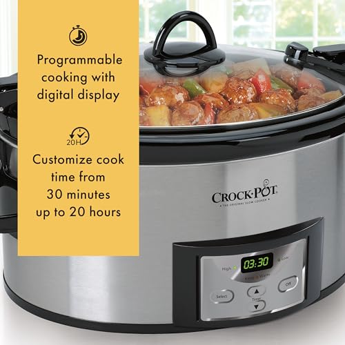 Crock-Pot 6 Quart Programmable Slow Cooker with Digital Timer & Locking Lid - Stainless Steel