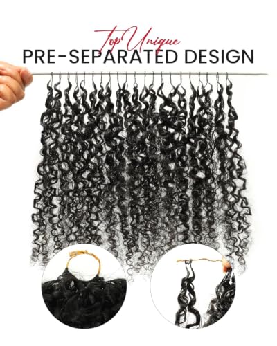 Topunique Burmese Curly Human Crochet Hair 14 Inch 4 Pack Natural Black #1B