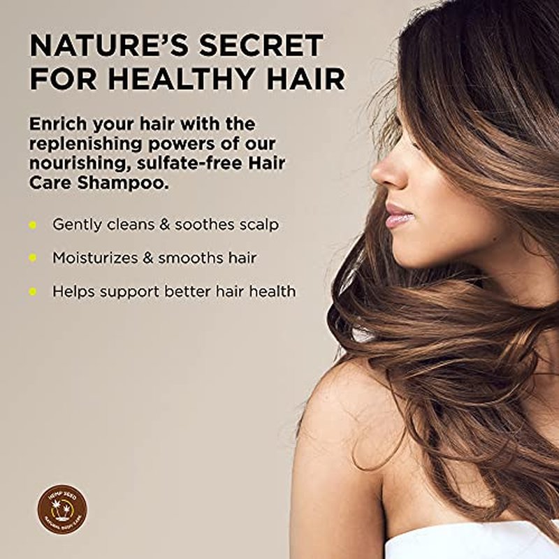 Hemp Seed Hair Care Shampoo - 8 oz - Moisturizes Hair, Cleans & Soothes Scalp - Sulfate-Free Formula with Hemp Seed Oil & Coconut Oil - Vegan, Cruelty Free