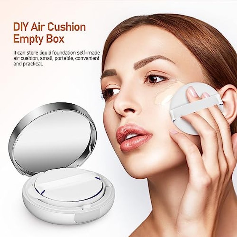 Beaupretty Empty Cushion Compact Case Portable Refillable Powder Puff Box Small Travel Loose Powder Container for Daily Use Compact Foundation Case