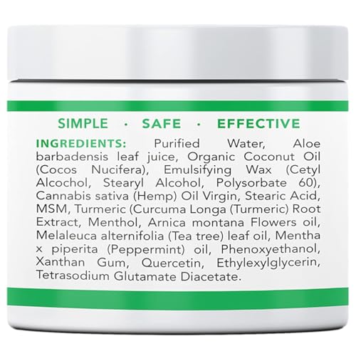 Super Natural Goods Hemp Cream 16oz with Hemp Oil, Turmeric & Menthol – Cooling Botanical Topical