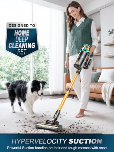 Cordless Vacuum Cleaner 600W 58KPa Self-Standing Stick Vacuum - Gold