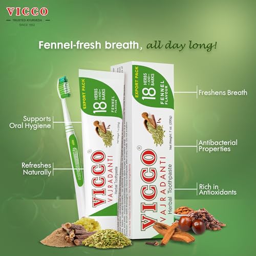 Herbal Toothpaste with Fennel & 18 Ayurvedic Herbs - Fluoride-Free, 7 oz, Pack of 3