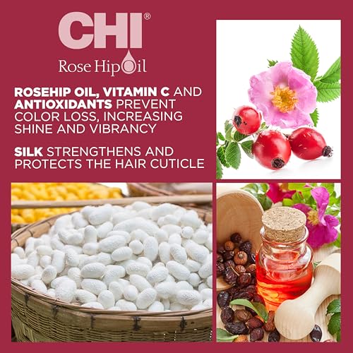 CHI Rosehip Oil Protecting Shampoo 25 Fl Oz - Sulfate & Paraben-Free, Gently Cleanses Color-Treated Hair (Pack of 1)