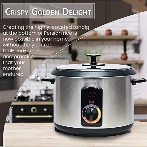 Pars Automatic Persian Rice Cooker 10 Cup with Tahdig Crust - Non-Stick, Timer