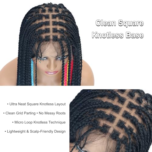Multicolor 36 Inch Full Lace Knotless Braided Wig with Baby Hair - ItsUHair