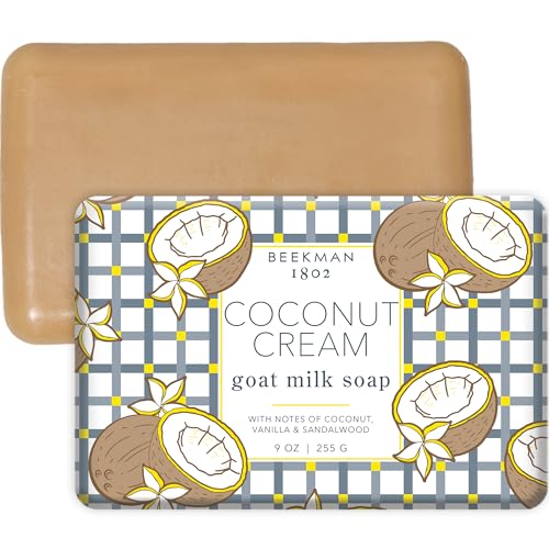 Beekman 1802 Goat Milk Soap ? Moisturizing Hand & Body Soap Bar with Shea Butter & Botanical Oils, Triple-Milled, Non-Drying, Made for Sensitive Skin, Coconut Cream 9 oz