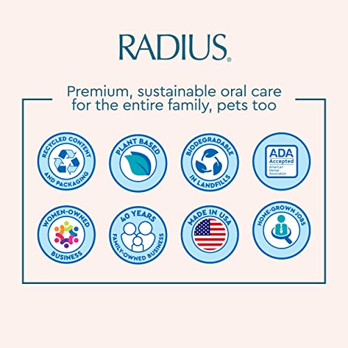 RADIUS Replacement Toothbrush Heads Medium Pack of 3 - Clear, Soft Bristles with Longer Neck
