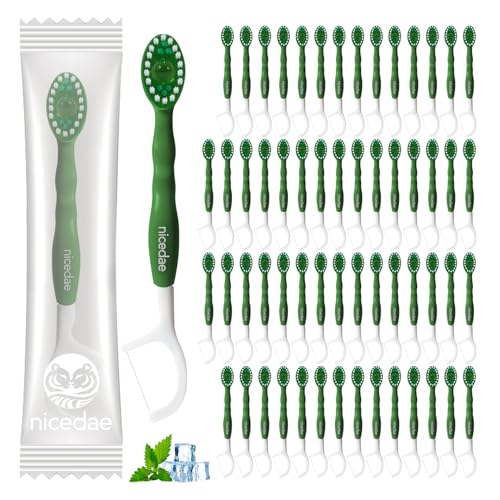 Disposable Mini Travel Toothbrush with Pre-Pasted Toothpaste - Green, 60 Count