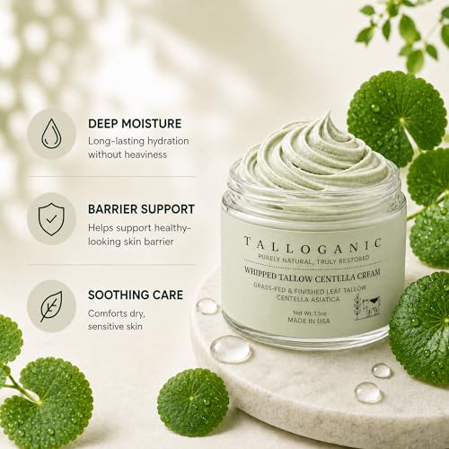 Beef Tallow Face Moisturizer with Centella Asiatica - Lightweight Natural Skin Care, 1.5 oz