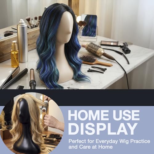 16 Inch Plastic Mannequin Head Set - Nude 2 Pack with Adjustable Angles