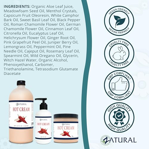Zatural Hot Cream-Cellulite Cream-Muscle Rub-Body Wraps-Belly Fat-Skin Firming & Weight Loss-Professional Therapeutic Grade-Doctor Formulated (Pump)