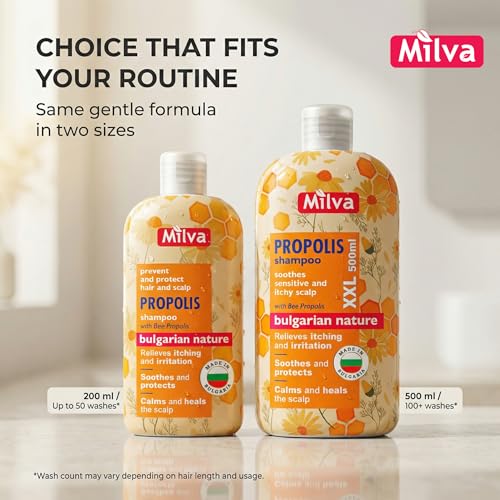 Milva Itchy Scalp Shampoo with Propolis - 17 Fl Oz Natural Dandruff Relief