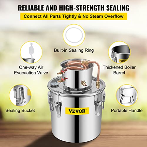 VEVOR 8Gal/30L Stainless Steel Alcohol Still Distiller Home Brewing Kit