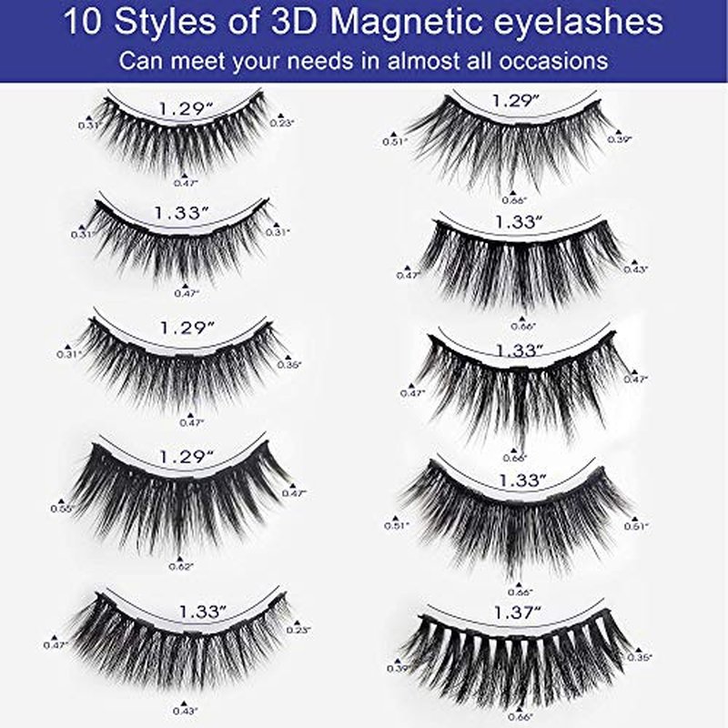 Alcastar Magnetic Eyelashes, Synthetic Fiber, Natural Look, Waterproof, No Glue Required (KIT 007)