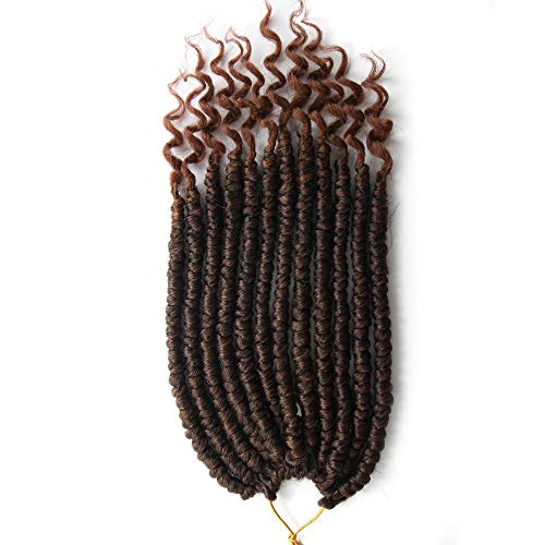 ROSESSEA Passion Twist Crochet Hair Ombre Brown 12 Inch Short Spring Curly Ends