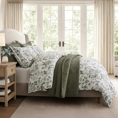 EverGrace Cotton Sateen Duvet Cover Set Queen Olive Green No Comforter - 90"x92"