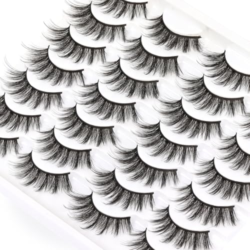 Losha Eyelashes Natural Look Faux Mink Lashes Pack Handmade Fluffy False Eyelashes 14 Pairs Cat Eye Lashes (54)