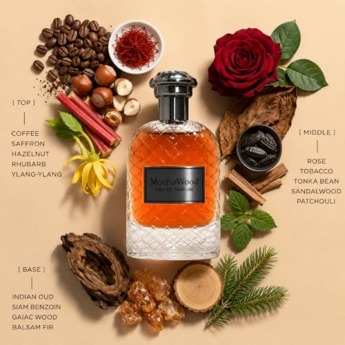 Amber Wood Perfume 100ml - Unisex Fragrance with Coffee, Saffron & Oud - Variation of Amber Wood / 3.4 Fl Oz