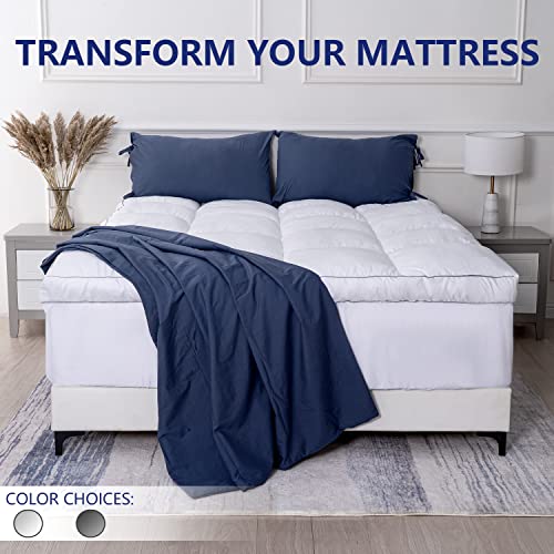 Queen Cooling Plush Mattress Topper with Pillow Top - White, 3-Inch Thick