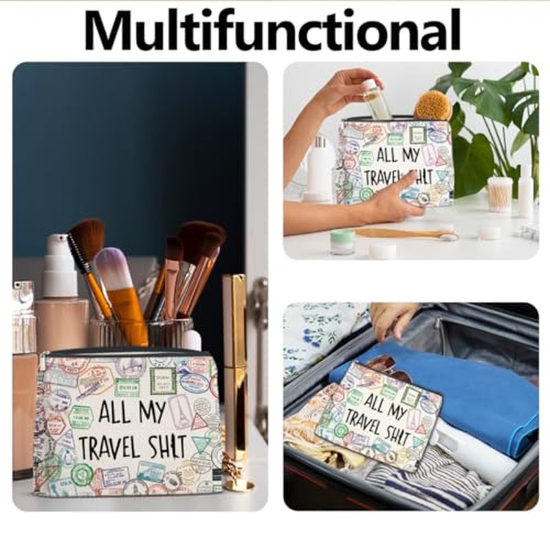LyoGao Funny Travel Gifts for Women Makeup Bag, Travel Essentials Cosmetic Bag Toiletry Bags Gift for Travelers Girls Trip
