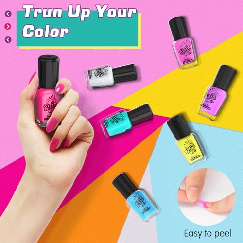 Amagoing Nail Polish Set for Girls Ages 7-12, Kids Nail Art Studio Kit, Non Toxic Quick Dry Nail Polish, Nail Dryer, Storage Desk, Glitter, Cool Girls Stuff, Birthday Gifts Ideas 8 9 10 11 Years Old
