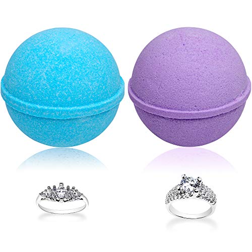 Ocean Breeze Lavender Bath Bombs Gift Set of 2 with Jewelry Rings - Style 6, Made in USA