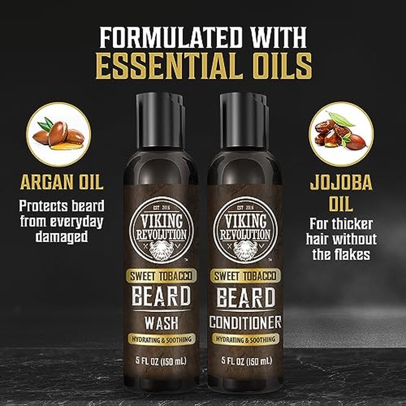 JVR Beard Wash and Beard Conditioner for Men, Beard Shampoo Cleanse and Reduces Frizz, Soften & Strengthens, Organic with Coconut, Aloe, Provides Shine for Dry & Coarse Beards, Beard Care (6.7oz)