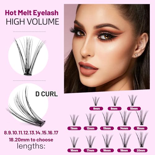 8-20mm Available 200Pcs Handmade Natural long 20Roots Black Soft Individual False Eyelashes Cross Makeup Cluster Eyelashes Thickness 0.07mm D Curl Eye Lashes Extensions (13mm)