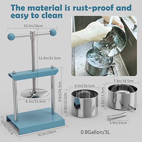 SQUEEZE Master Cheese Tincture Herb Fruit Wine Manual Press 0.8 Gallon Blue