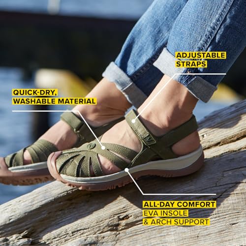 KEEN Rose Sandals for Women - Casual Closed-Toe, 8.5 in Brindle/Shitake