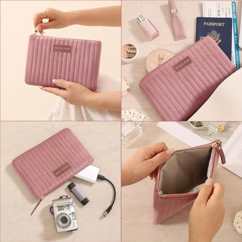 2 Pcs Small Makeup Bag Soft Velvet Cosmetic Bag Aesthetic Preppy Travel Toiletry Organizer Storage Pouch Perfect Valentine Gift for Women£¨Green£©
