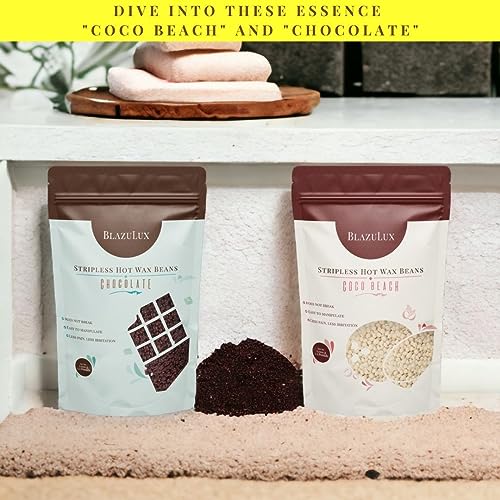 Wax Beads for Hair Removal - Chocolate 500g/17.6 Ounce, stripless hard Wax Beans for Brazilian Bikini, Face, Eyebrows, Underarms, Arms, Chest, Back, Legs (Chocolate, 17.6 Ounce)