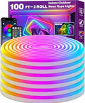 AILBTON 100FT RGB LED Neon Rope Lights - Waterproof Outdoor Flexible Strip with App/Remote, Music Sync, Multiple Modes