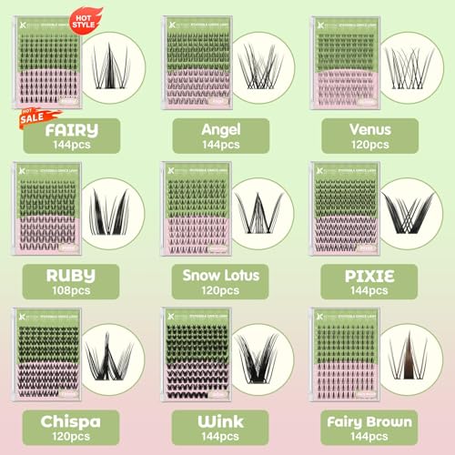 KEYYOU Fairy Lash Clusters Kit Wispy Natural Eyelash Extensions - D-8-18 Mix Variation